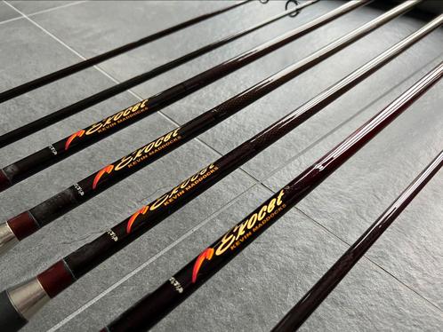 4 x Kevin Maddocks Exocets 12,5ft 3,5lbs ZEER NETTE STAAT!, Watersport en Boten, Hengelsport | Karpervissen, Gebruikt, Complete set