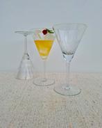 Vintage martini glazen met geslepen motief glaswerk chique, Ophalen of Verzenden