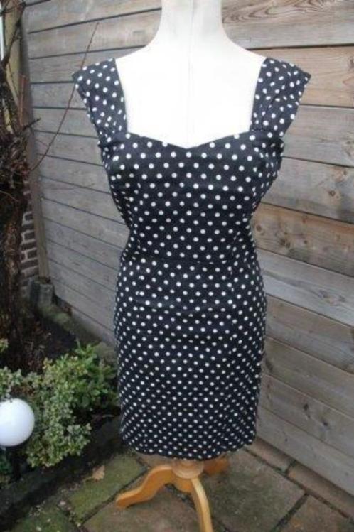 Jurk zwart/ wit Collectif mt L/40 Vaste prijs, Kleding | Dames, Jurken, Zo goed als nieuw, Maat 38/40 (M), Zwart, Ophalen of Verzenden