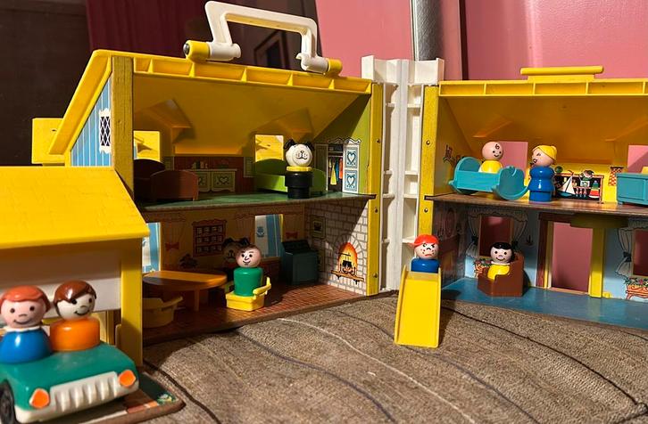 Vintage Fisher-Price Geel Huis 1969!, Kinderen en Baby's, Speelgoed | Poppenhuizen, Gebruikt, Poppenhuis, Ophalen of Verzenden