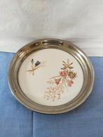 Onderzetter wijnfles, gentiaan porselein en nikkel., Antiek en Kunst, Ophalen of Verzenden