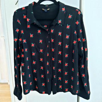 Prachtige blouse King Louie zwart met roosjes 40 42 beschikbaar voor biedingen