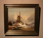 Winterlandschap op canvas uit 1852, Antiek en Kunst, Ophalen of Verzenden
