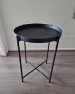Zwarte Ronde Bijzettafel - Gebruikt, Huis en Inrichting, Tafels | Bijzettafels, Minder dan 55 cm, Gebruikt, Rond, Ophalen
