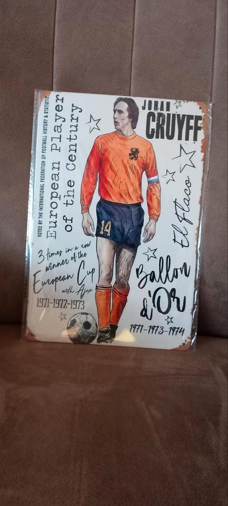 Johan Cruyff Blikken Bord 20x30 cm, Verzamelen, Sportartikelen en Voetbal, Nieuw, Ophalen of Verzenden
