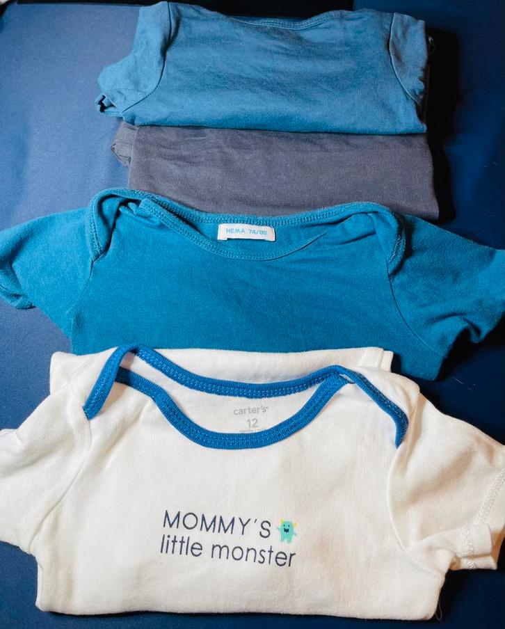 Setje baby 4x rompers 74/80, Kinderen en Baby's, Babykleding | Maat 74, Zo goed als nieuw, Jongetje of Meisje, Nacht- of Onderkleding