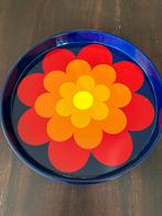 Flower power dienblad, vintage jaren 70, Ophalen of Verzenden, Zo goed als nieuw, Rond