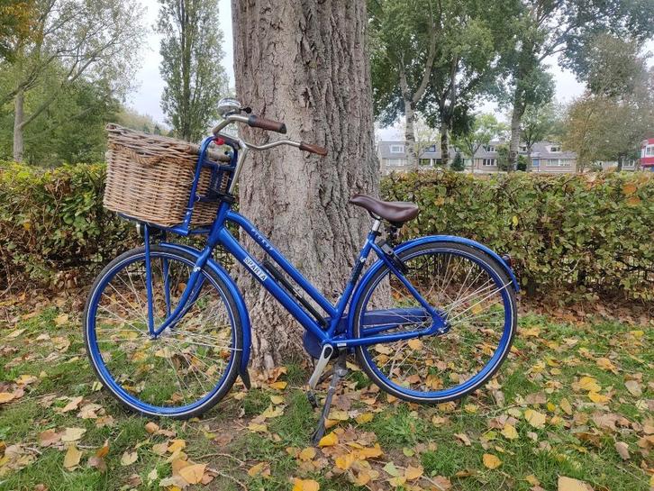 Toffe knalblauwe dames-/ tienerfiets met mand, Fietsen en Brommers, Fietsen | Dames | Damesfietsen, Gebruikt, Sparta, 50 tot 53 cm