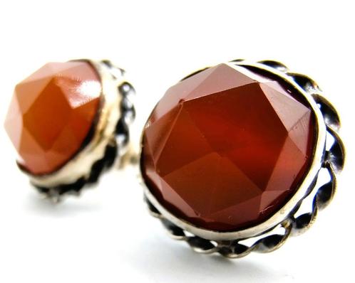 Prachtige zilveren oorbellen met carneool, Sieraden, Tassen en Uiterlijk, Oorbellen, Zo goed als nieuw, Knopjes of Stekers, Zilver