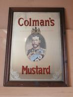 Grote spiegel Colmans Mustard bar mancave barspiegel 92x62cm, Reclamebord, Gebruikt, Ophalen