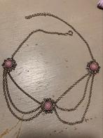 Vintage zilverkleur roze glaskralen ketting costume Jewelry, Sieraden, Tassen en Uiterlijk, Kettingen, Overige materialen, Ophalen of Verzenden