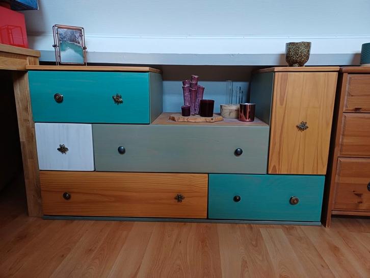 Ikea PS ladekast met verschillende kleuren lades en grepen, Huis en Inrichting, Kasten | Ladekasten, Zo goed als nieuw, 25 tot 50 cm