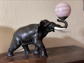 Edel tin, Olifant, Lamp. Art Nouveau, Jugendstil rond 1920