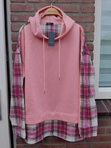 Nieuw! Stoere sportieve trui van Sheilay, XL roze fucsia