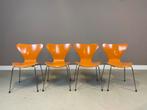 4 Fritz Hansen vlinderstoelen 7 series door Arne Jacobsen, Ophalen, Gebruikt, Metaal, Vier