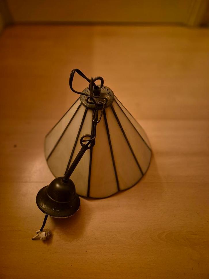 Vintage plafond lamp van glas in lood, Huis en Inrichting, Lampen | Wandlampen, Zo goed als nieuw, Glas, Overige materialen, Ophalen of Verzenden
