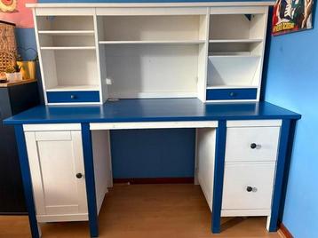 IKEA HEMNES Bureau, wit met blauw