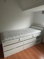 Ikea SLÄKT bedframe 90x200 + opbergruimte (lades), Huis en Inrichting, Slaapkamer | Bedden, Ophalen, 90 cm, Eenpersoons, Wit