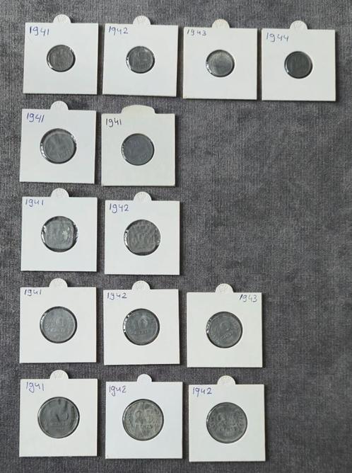 1 + 2 + 5 + 10 + 25 cent oorlogsgeld nederland, Postzegels en Munten, Munten | Nederland, Setje, 25 cent, Koningin Beatrix, Verzenden