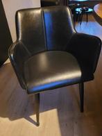 4 zwarte lederlook eetkamerstoelen, Huis en Inrichting, Ophalen, Zwart, Hout, Zo goed als nieuw
