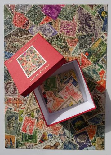 Postzegelcollage - puzzel 500 st in kubusvormig doosje beschikbaar voor biedingen