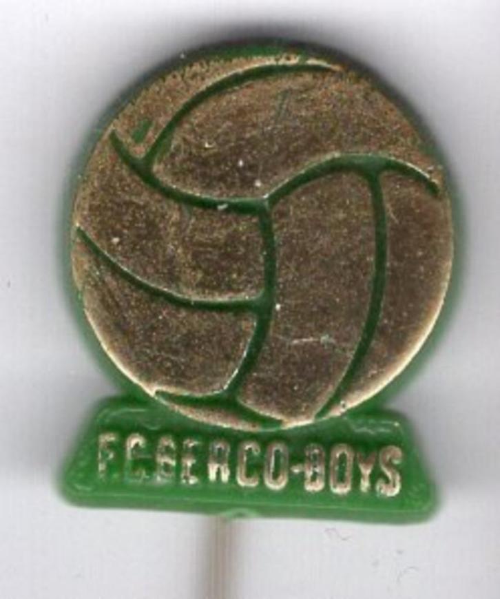F.C. Berco Boys goud op groen plastic speldje ( Z_221 ), Verzamelen, Speldjes, Pins en Buttons, Zo goed als nieuw, Speldje of Pin