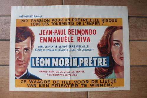 filmaffiche Jean-Paul Belmondo Léon Morin Pretre filmposter, Verzamelen, Posters, Zo goed als nieuw, Film en Tv, A1 t/m A3, Rechthoekig Liggend