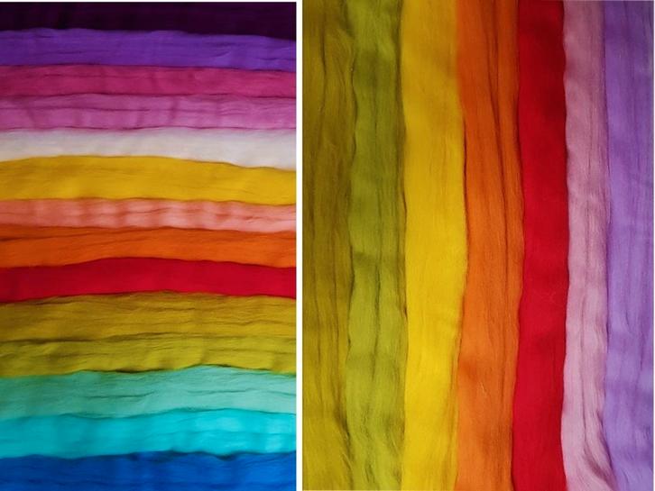 Assortipakket merino lontwol LENTE vanaf 1/2 meter per kleur, Hobby en Vrije tijd, Vilt, Nieuw, Los Vilt, Verzenden