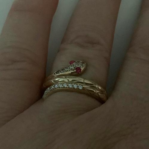Prachtige vintage gouden ring Saffier en Robijn 14 kar goud, Sieraden, Tassen en Uiterlijk, Ringen, Zo goed als nieuw, Dame, Kleiner dan 17