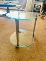 Glazen bijzettafel, Huis en Inrichting, Tafels | Bijzettafels, Minder dan 55 cm, Rond, Modern, Ophalen