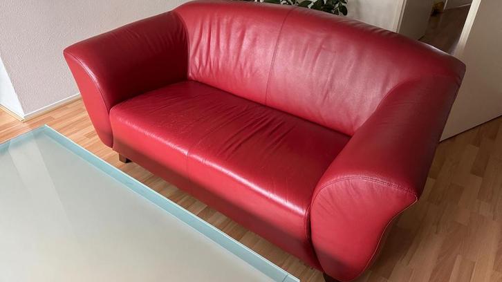 Lederen Bankstel + Salontafel, Huis en Inrichting, Banken | Bankstellen, Gebruikt, Rechte bank, Tweepersoons, 150 tot 200 cm, 75 tot 100 cm
