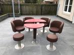 SPOED! Luxe loungebanken compleet met granieten tafels., Leer, Ophalen of Verzenden, Zo goed als nieuw