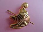 jwg Vintage 70s 80s Afrikaanse figuur broche goud kl verguld, Verzenden, Overige materialen, Broche