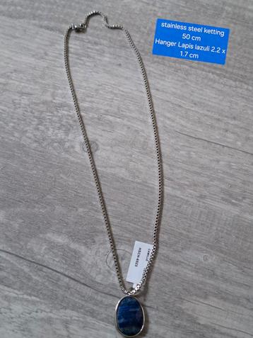 Lapis Lazuli Hanger aan Stainless Steel Ketting beschikbaar voor biedingen
