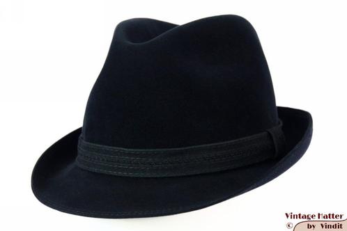 Vintage Gleufhoed Mayser donker blauw fluweel 55 = S tot XS, Kleding | Heren, Hoeden en Petten, Zo goed als nieuw, Hoed, 57 cm (M, 7⅛ inch) of minder