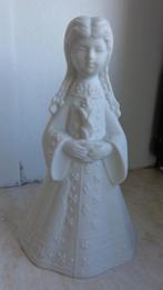 Biscuit porselein beeldje-belletje Meisje met vlechten, Ophalen, Gebruikt, Mens