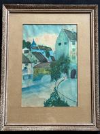 Antiek aquarel schilderij Bulthuis 33.5/43.5 cm, Antiek en Kunst, Ophalen of Verzenden