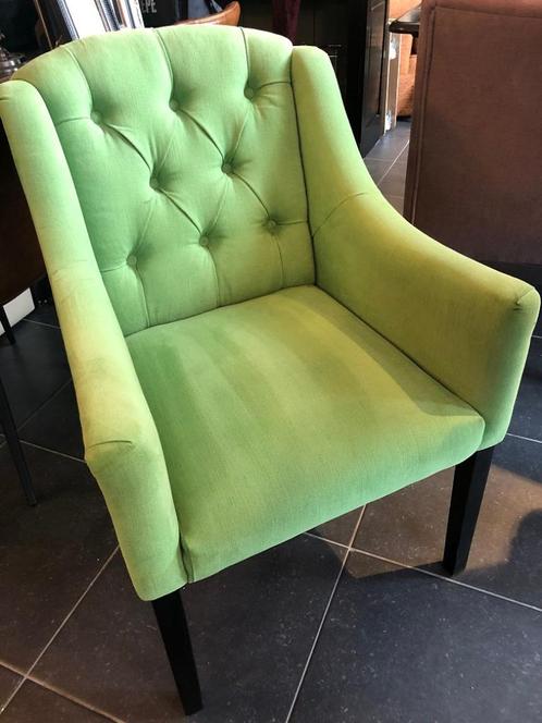 4x STOFFEN ARMSTOEL appelgroen – STOEL ZETEL – Flamant, Huis en Inrichting, Stoelen, Zo goed als nieuw, Vier, Stof, Overige kleuren