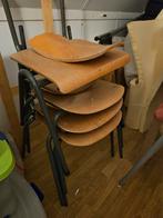 4 Oude Schoolstoelen - Gedemonteerd, Huis en Inrichting, Stoelen, Ophalen, Gebruikt, Bruin, Vintage