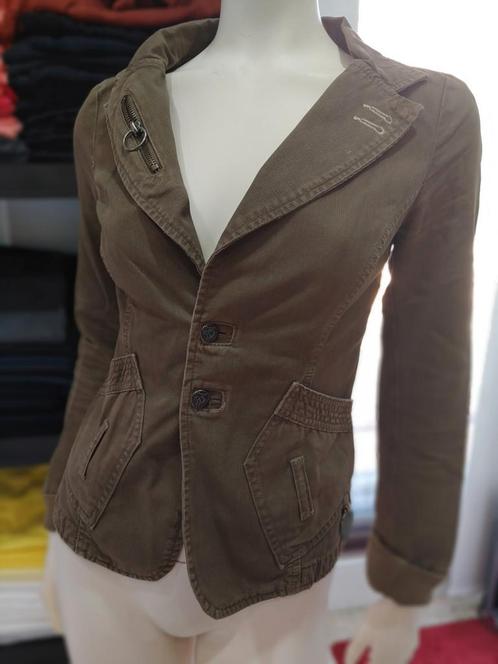 Stoere design jasje van Diesel, XS mooi gemaakt!khaki, Kleding | Dames, Jasjes, Kostuums en Pakken, Gedragen, Jasje, Maat 34 (XS) of kleiner