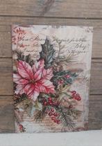 Vintage look kerst-kaart kerststukje met o.a. kerstster, Ophalen of Verzenden, 1980 tot heden, Ongelopen, Feest(dag)