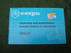 Vespa Grillo Piaggio operation and maintenance instructies, Ophalen of Verzenden
