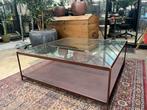 Stalen Salontafel met Glasplaat - Plantentafel, Ophalen, Gebruikt, 50 tot 100 cm, 100 tot 150 cm