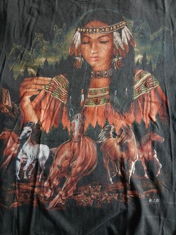  Wild T-shirt met paarden & Indiaanse vrouw – UK maat L beschikbaar voor biedingen