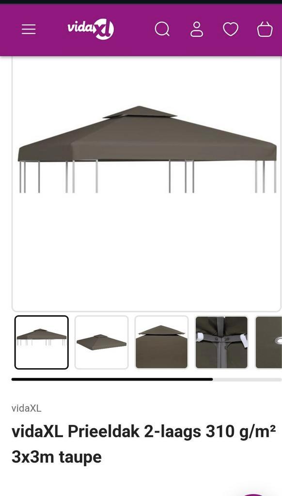 VidaXL Prieel Dak 3x3m Antraciet - Nieuw in Doos, Tuin en Terras, Partytenten, Nieuw, Paviljoen, Minder dan 5 meter, Minder dan 4 meter