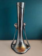 Art Deco iriserend zwart glas vaas solifleur Jugendstil, Zwart, Ophalen of Verzenden, Minder dan 50 cm, Glas