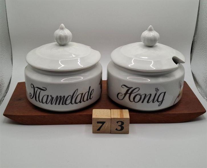 Honingpot, marmeladepot op teaken blaadje, nr. 073, Huis en Inrichting, Keuken | Servies, Zo goed als nieuw, Overige typen, Overige stijlen