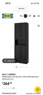 Te koop ikea zwarte kast Billy, Ophalen, Met deur(en), 200 cm of meer, 50 tot 100 cm