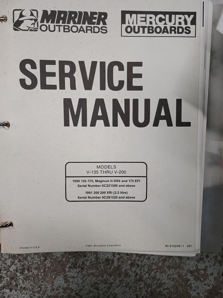 Mariner/Mercury Buitenboordmotor Service Manual, Watersport en Boten, Accessoires en Onderhoud, Gebruikt, Boek of Waterkaart, Ophalen of Verzenden