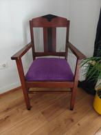 Art deco stoel hout met paars velours zitvlak/ chair, Ophalen